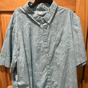 Sonoma stretch short sleeve button down, wave print, 4XB